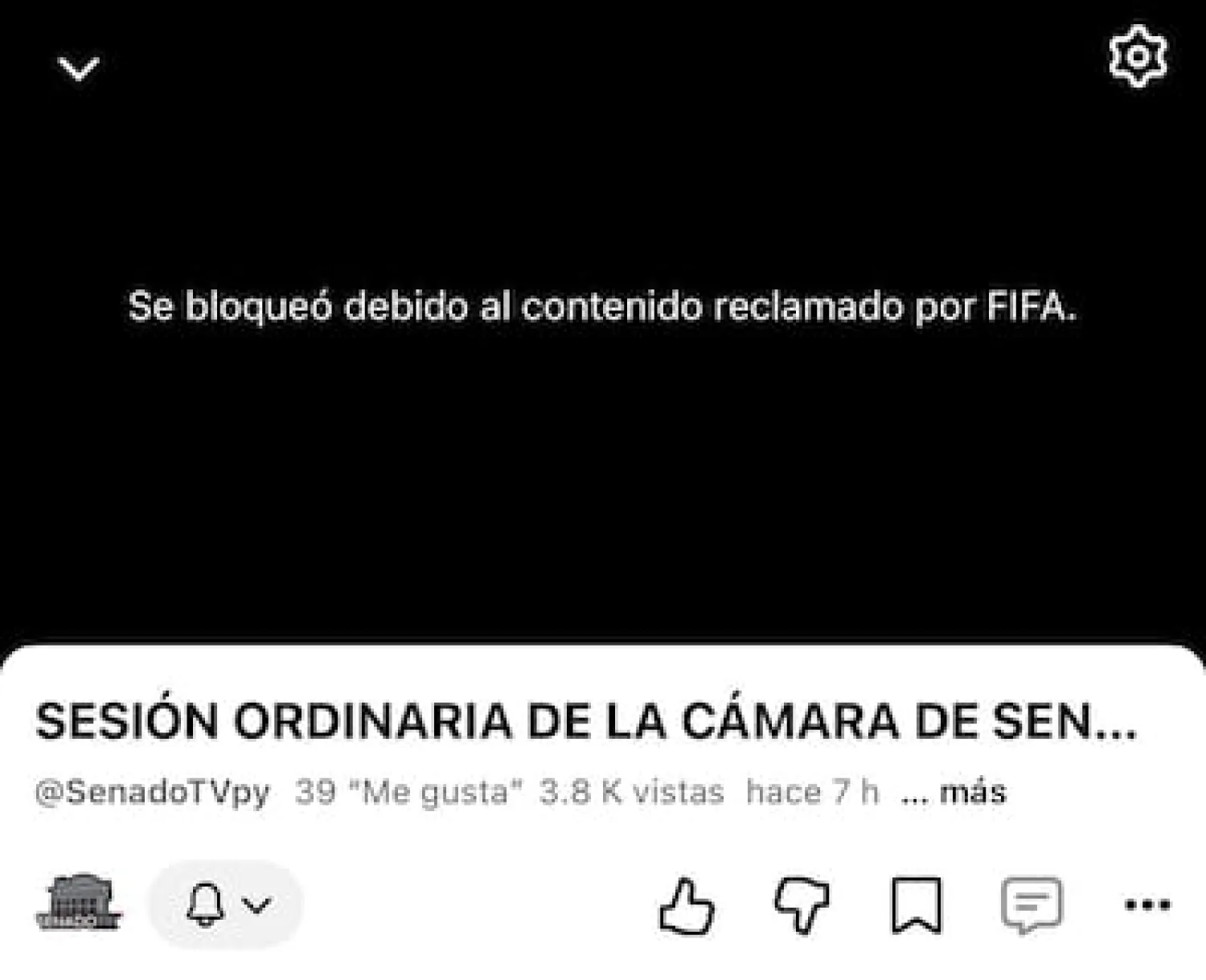 YouTube bloquea sesión del Senado paraguayo por reclamo de la FIFA