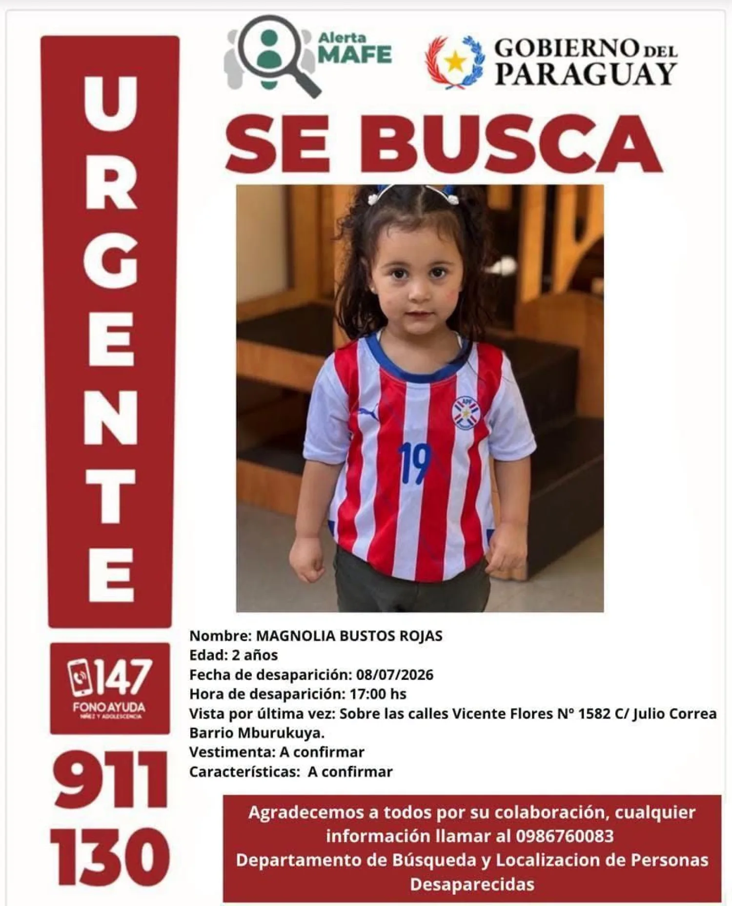 Madre pide ayuda para localizar a su hija de 2 años que fue llevada por su padre