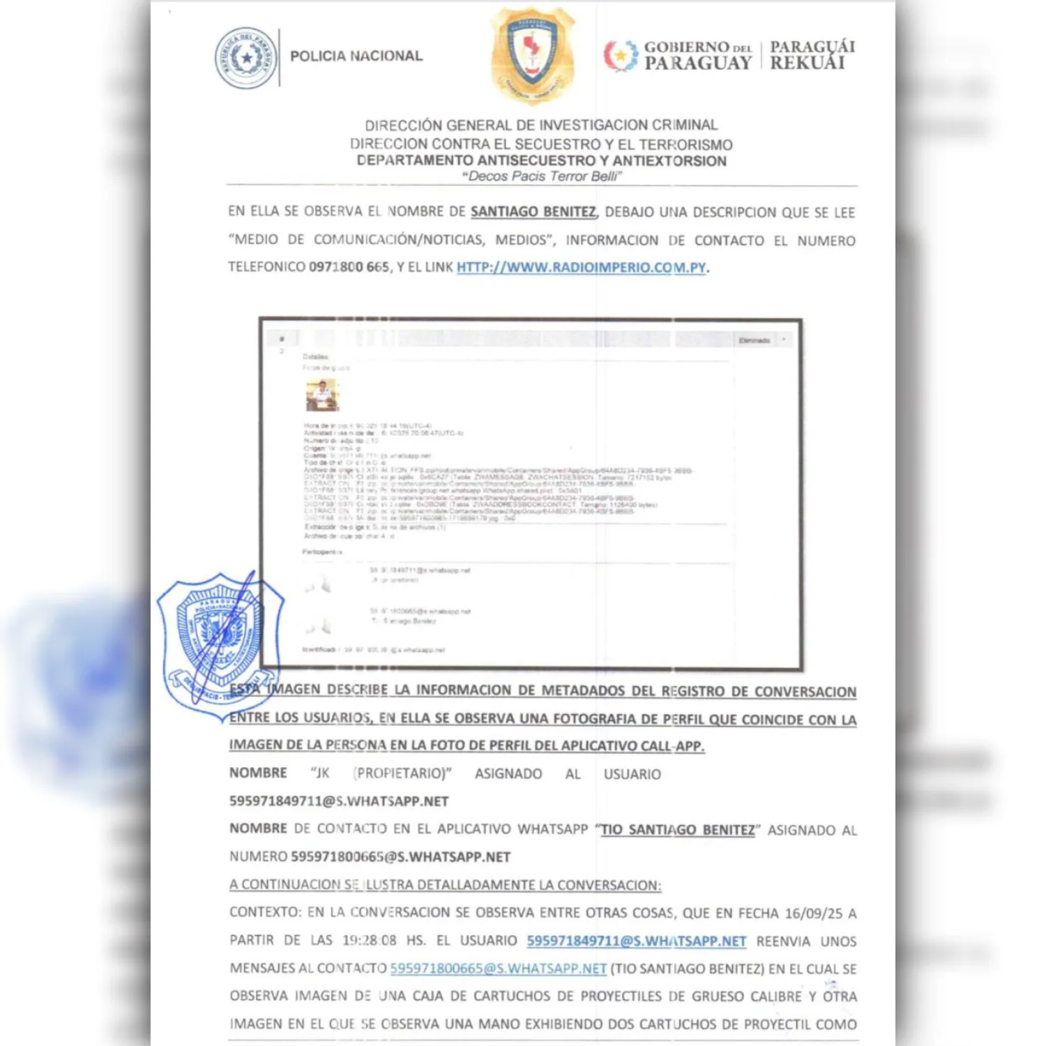 Desgraban peritaje de celular por amenazas a periodista en Pedro Juan Caballero