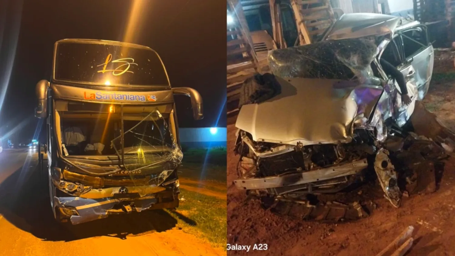 Conductor queda gravemente herido tras choque contra un ómnibus en Santa Rosa del Aguaray