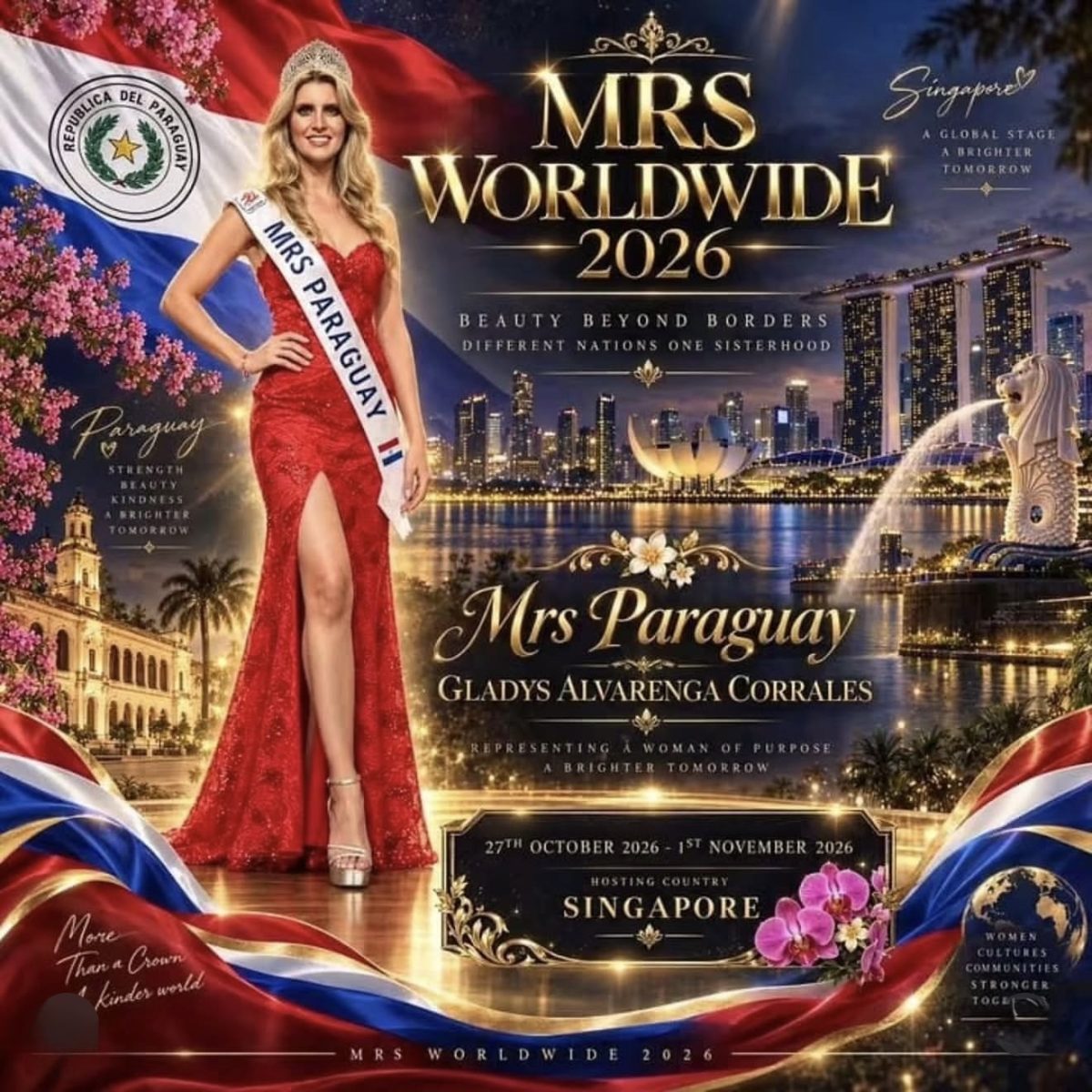 Gladys Alvarenga representará a Paraguay en el certamen Mrs. World Wide en Singapur
