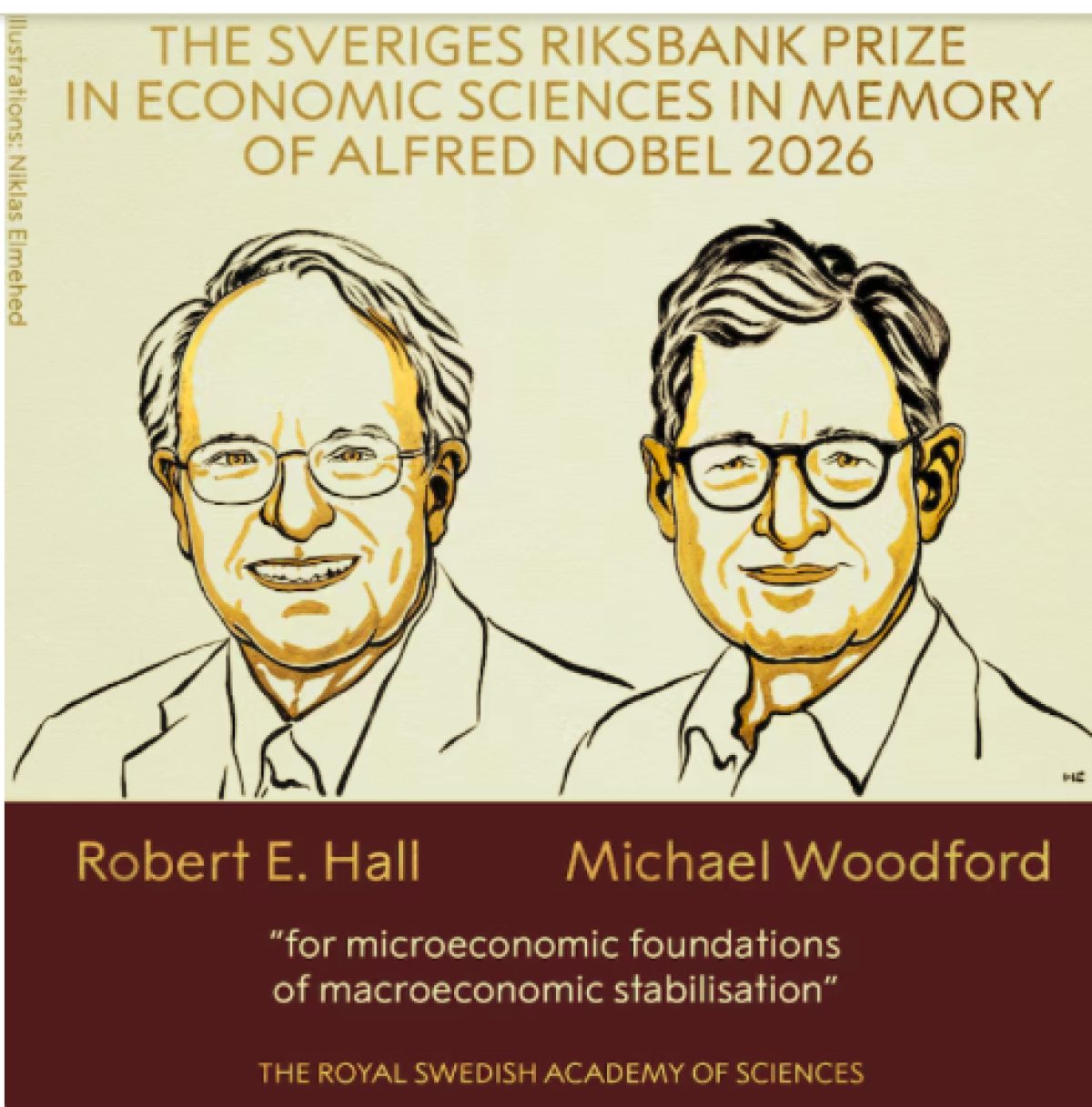 El premio Nobel de Economía fue otorgado a los estadounidenses Robert E. Hall y Michael Woodford